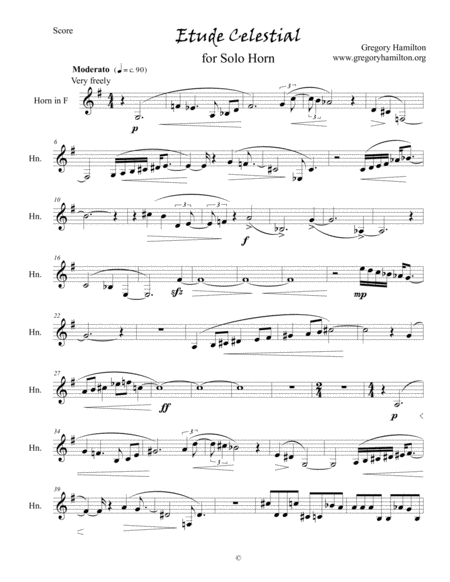 Etude Celestial For Solo Horn Sheet Music