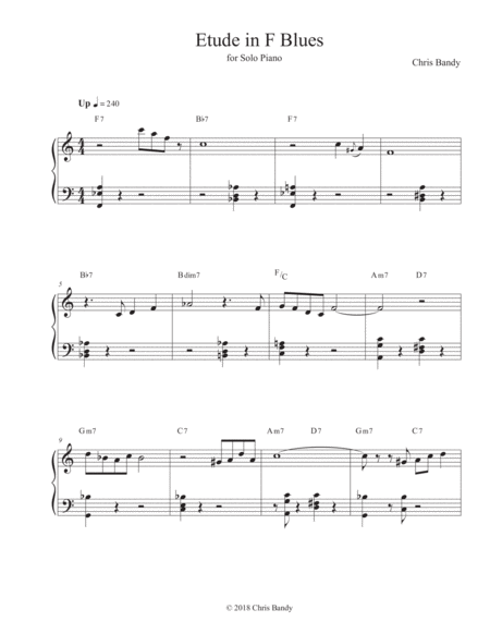 Etude In F Blues Sheet Music