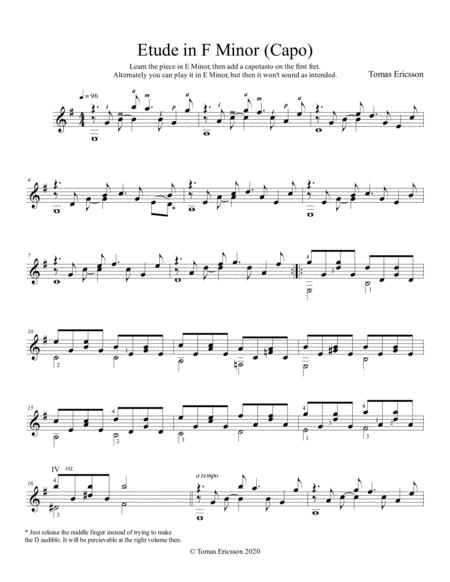 Free Sheet Music Etude In F Minor Capo