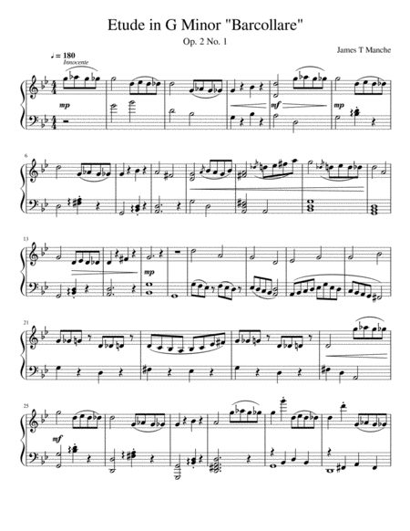 Free Sheet Music Etude In G Minor Barcollare