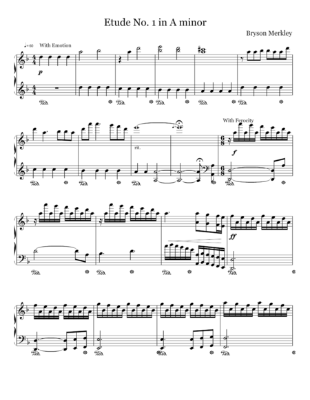 Free Sheet Music Etude No 1 In A Minor