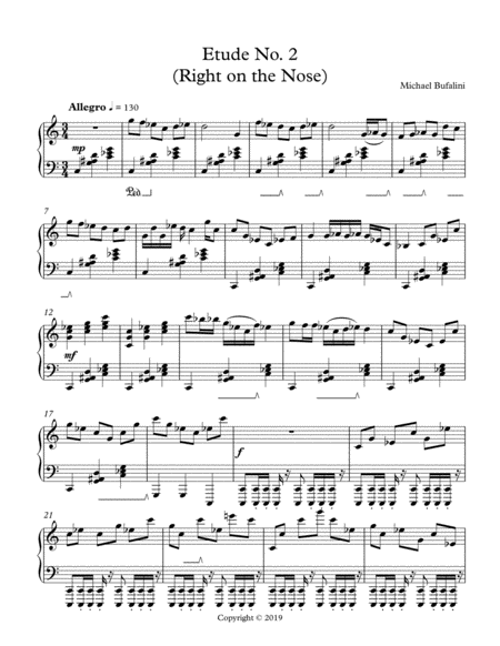 Free Sheet Music Etude No 2 Right On The Nose