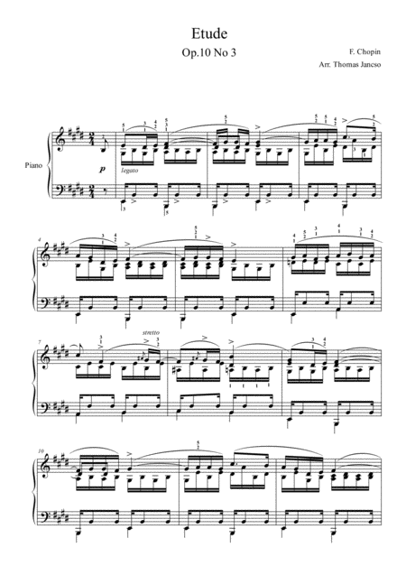 Etude Op 10 No 3 In E Major Tristesse Sheet Music