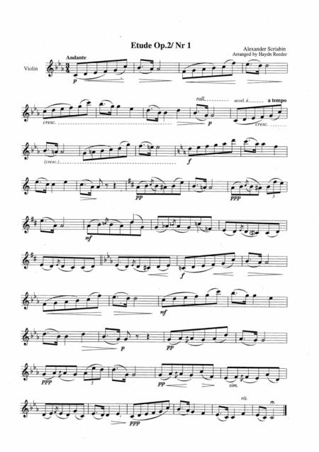 Free Sheet Music Etude Op 2 No 1 Violin Part