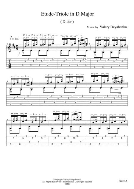 Etude Triolle D Major Sheet Music