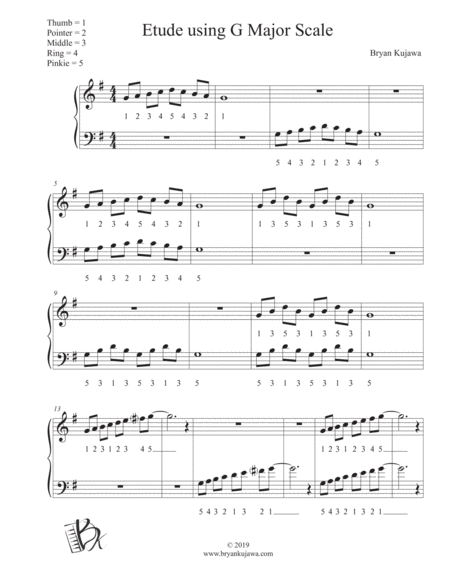 Etude Using G Major Scale Sheet Music