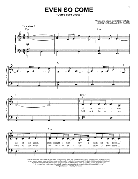 Free Sheet Music Even So Come Come Lord Jesus Feat Kristian Stanfill