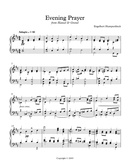 Evening Prayer From Hansel Gretel Sheet Music