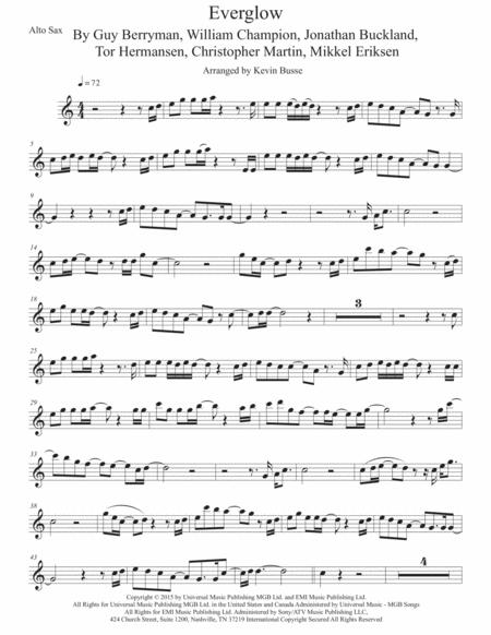 Free Sheet Music Everglow Easy Key Of C Alto Sax