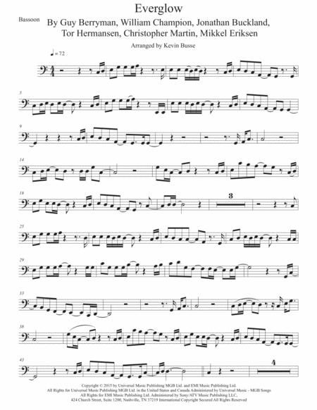 Everglow Easy Key Of C Bassoon Sheet Music