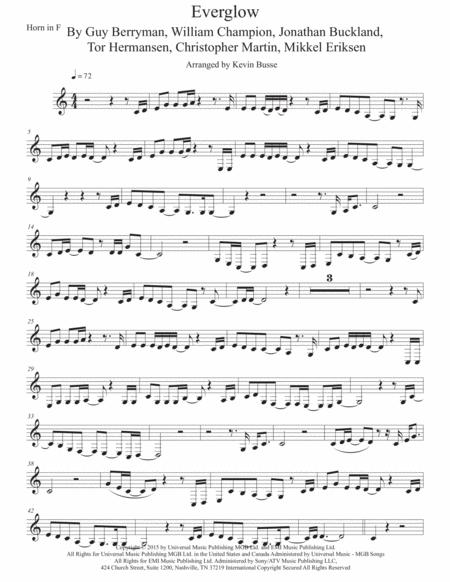 Free Sheet Music Everglow Easy Key Of C Horn In F