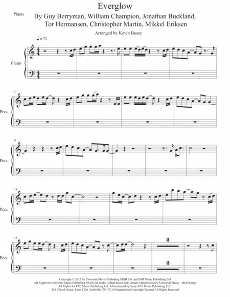 Everglow Easy Key Of C Piano Sheet Music