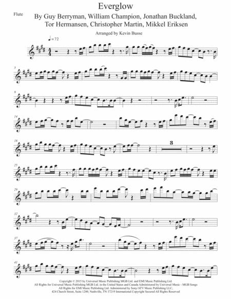 Free Sheet Music Everglow Original Key Flute