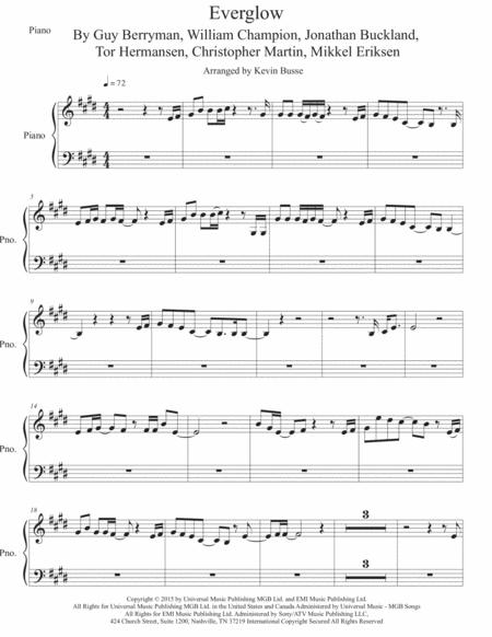 Free Sheet Music Everglow Original Key Piano