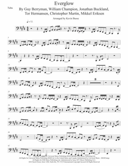 Everglow Original Key Tuba Sheet Music