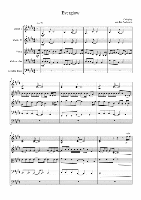 Everglow String Quintet String Orchestra Sheet Music