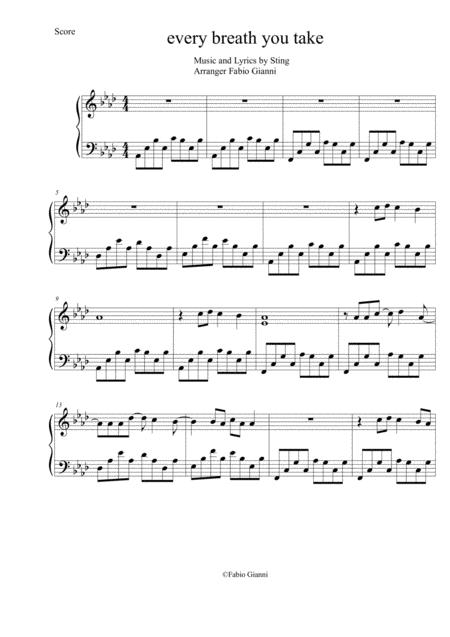 Every Breath You Take Piano Solo Version Sheet Music