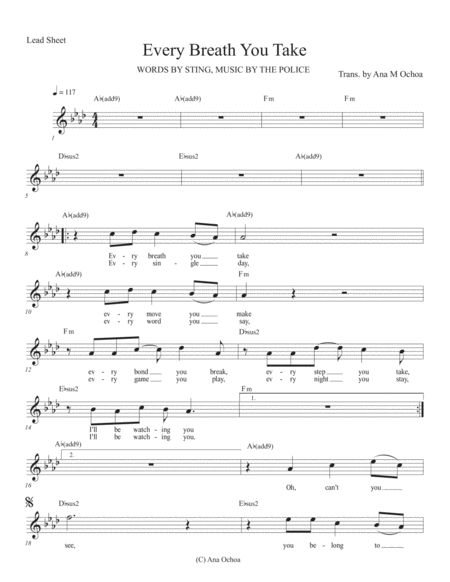 Every Breath You Take Sheet Music