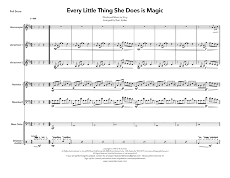 Every Little Thing She Does Is Magic Sting For Percussion Ensemble Sheet Music