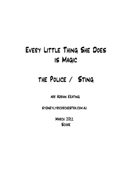 Free Sheet Music Every Little Thing She Does Is Magic Sting The Police String Chamber Orchestra 6 Parts Advanced Ensemble