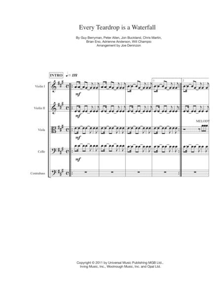 Every Teardrop Is A Waterfall For String Quintet Or String Orchestra Sheet Music