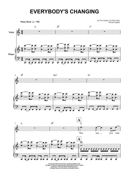 Everybody Changing For Piano Solo Early Intermediate Sheet Music