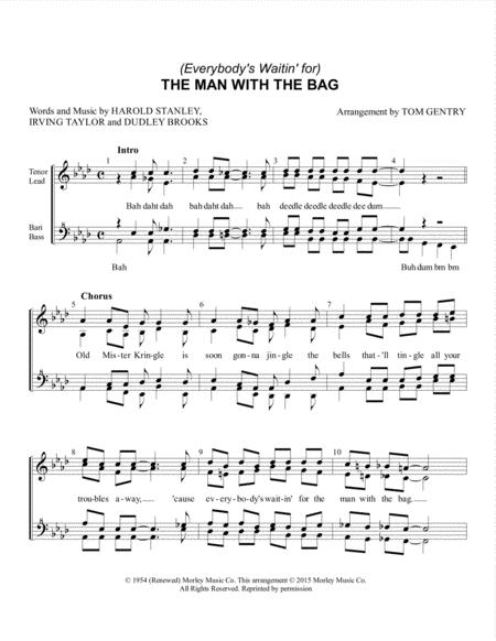 Free Sheet Music Everybodys Waitin For The Man With The Bag Ssaa