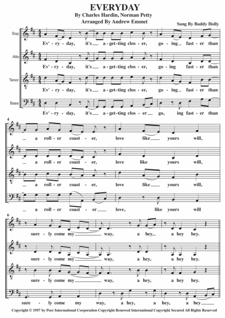 Everyday A Cappella Sheet Music