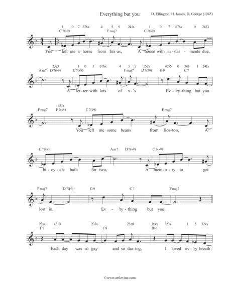 Everything But You D Ellington H James D George Ukulele Chord Melody Arrangement With Lyrics Sheet Music