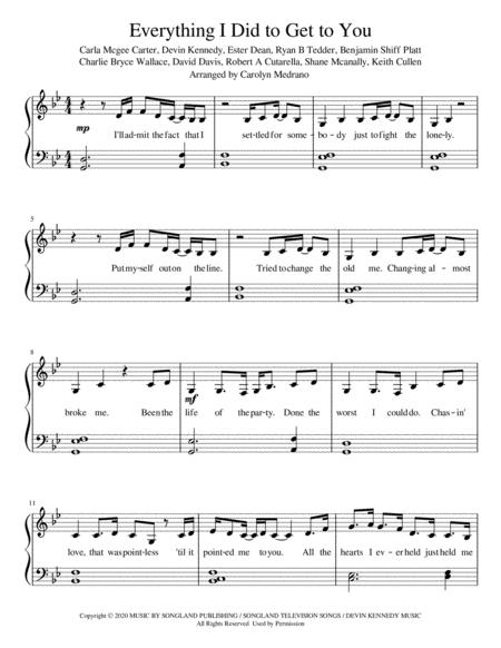 Everything I Did To Get To You Piano Solo Sheet Music