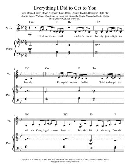 Everything I Did To Get To You Piano Vocal Chords Sheet Music