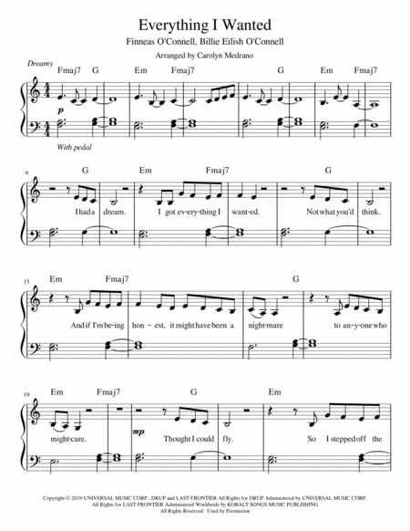 Everything I Wanted Sheet Music