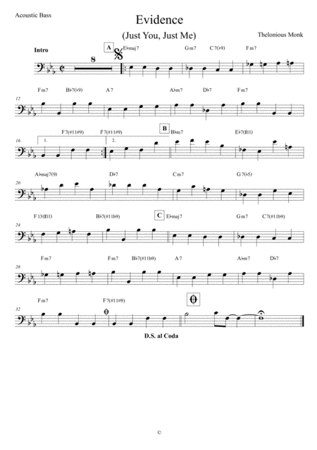 Evidence Acoustic Bass Sheet Music