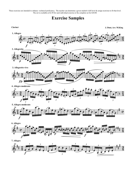 Excerpts Of All Dont Etude Arrangements By Marten King Sheet Music