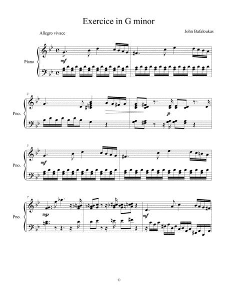 Exercise In G Minor Sheet Music