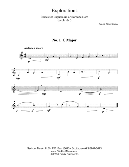 Free Sheet Music Explorations Etudes For Euphonium Or Baritone Horn Treble Clef