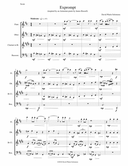 Exprompt An Armenian Song Of Farewell Arranged For Wind Quartet Sheet Music