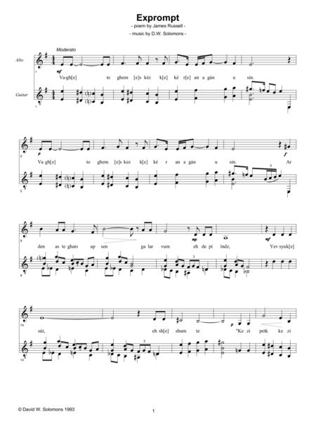 Free Sheet Music Exprompt Vaghe Toghem Eskez For Alto And Guitar