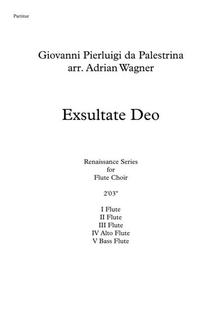 Free Sheet Music Exsultate Deo Giovanni Pierluigi Da Palestrina Flute Choir Arr Adrian Wagner