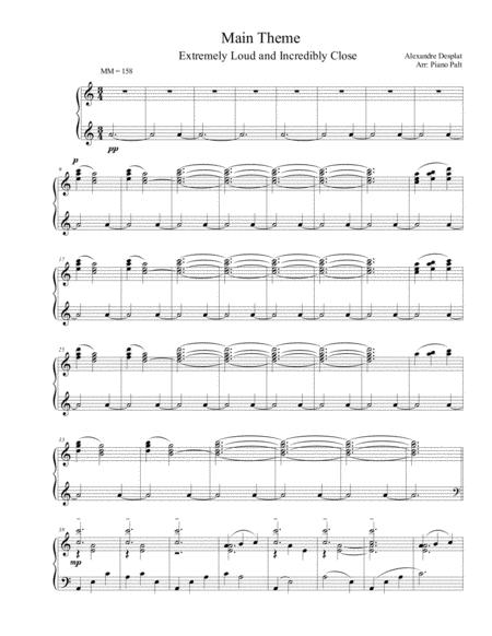 Extremely Loud Incredibly Close Main Theme Sheet Music