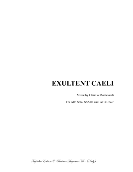 Free Sheet Music Exultent Cli Monteverdi For Alto Solo Ssatb And Atb Choir And Organ