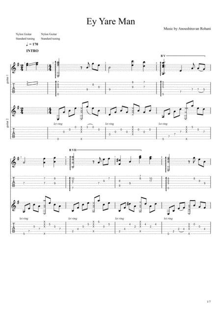 Ey Yare Man Hayedeh Arrangement For Guitar Duo Sheet Music