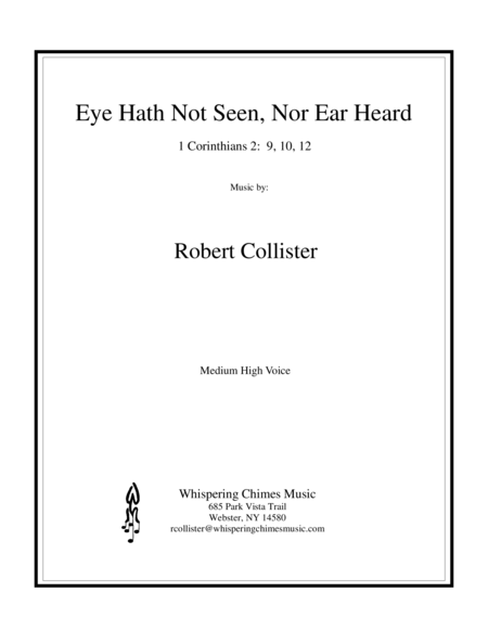 Eye Hath Not Seen Nor Ear Heard Medium High Voice Sheet Music