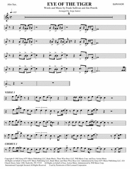 Eye Of The Tiger Alto Sax Sheet Music