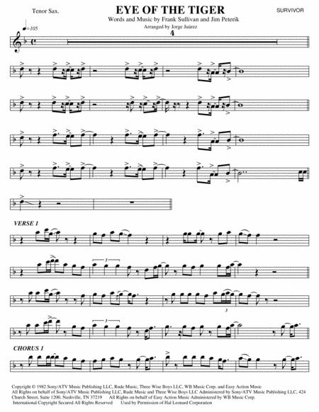 Free Sheet Music Eye Of The Tiger Tenor Sax