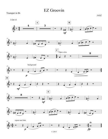 Ez Groovin Trumpet Sheet Music