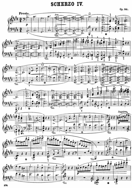 F Chopin Scherzo No 4 In E Major Op 54 Sheet Music