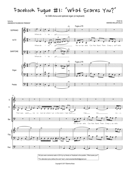 Free Sheet Music Facebook Fugue 1 What Scares You