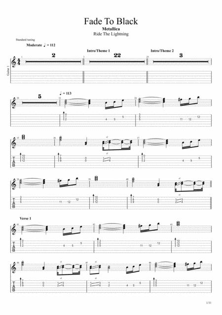 Fade To Black Sheet Music