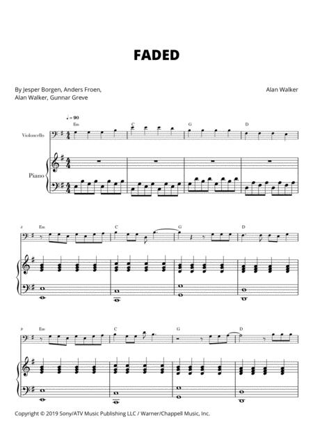 Free Sheet Music Faded For Cello And Piano